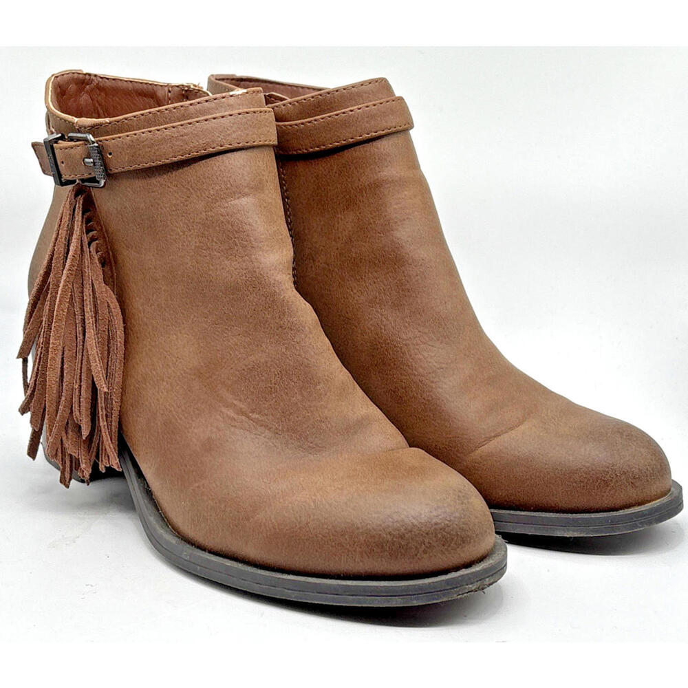 Circus Jolie Fringe Booties by Sam Edelman Brown Leather Size 7M